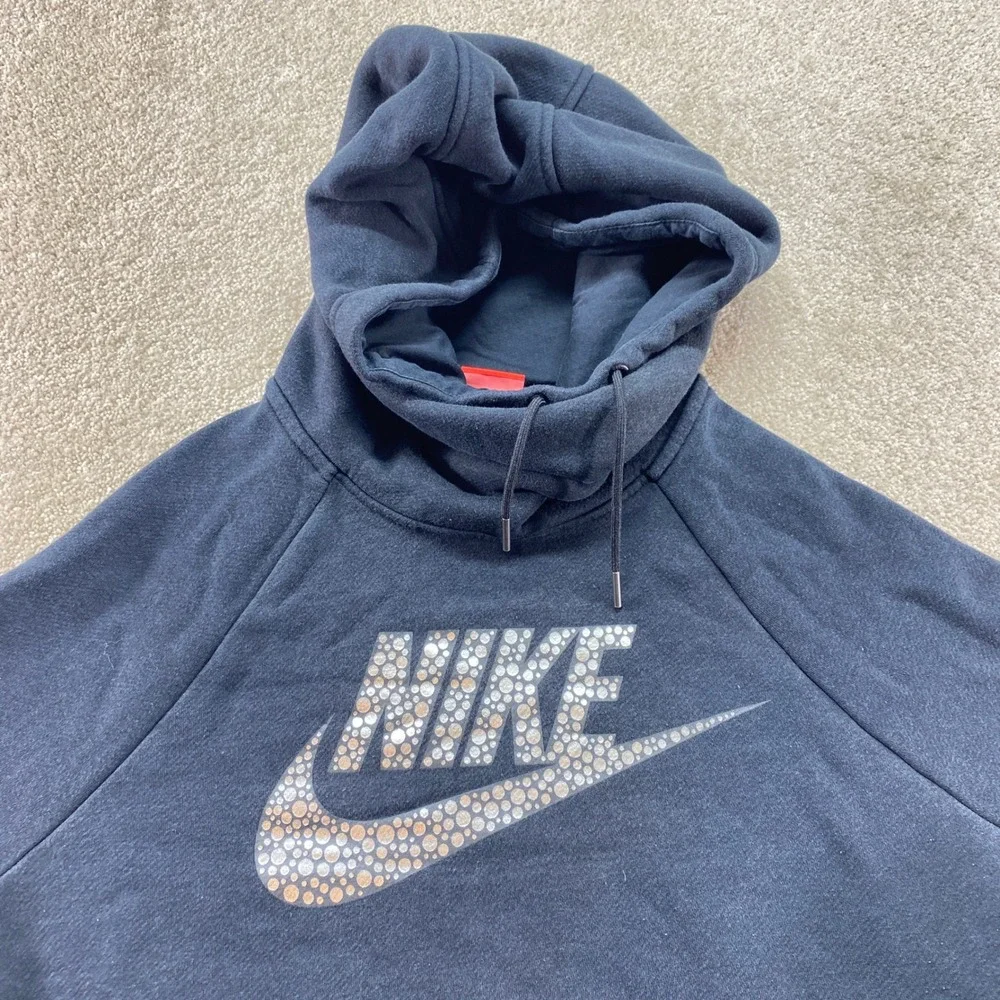 Nike Sweatshirt Mens Size Large Black Graphic‎ Logo Hoodie Pullover